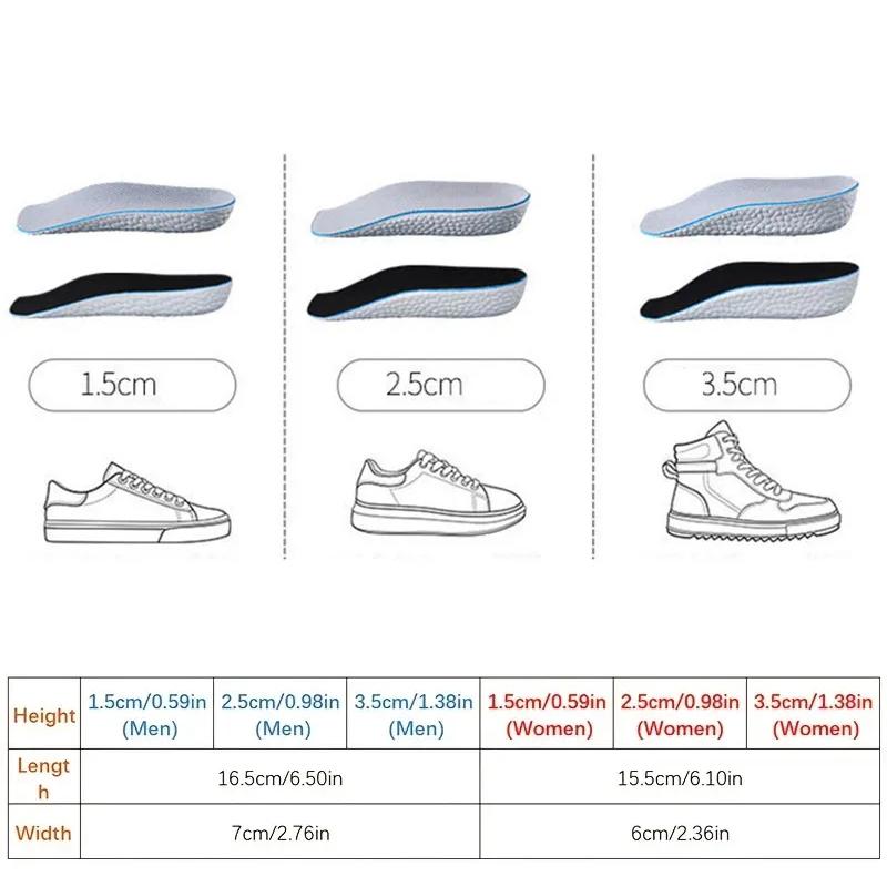 Plantillas Suaves para Aumentar la Altura Zapatillas Elevadores de Talón Espuma Viscoelástica Ligeras Almohadillas para Zapatos para Hombres Mujeres Soporte de Arco Plantillas Ortopédicas