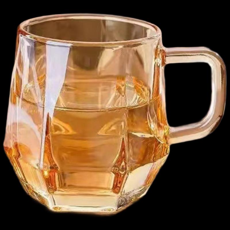 Shangqi Amber Hexagonal Handle Glass Mug