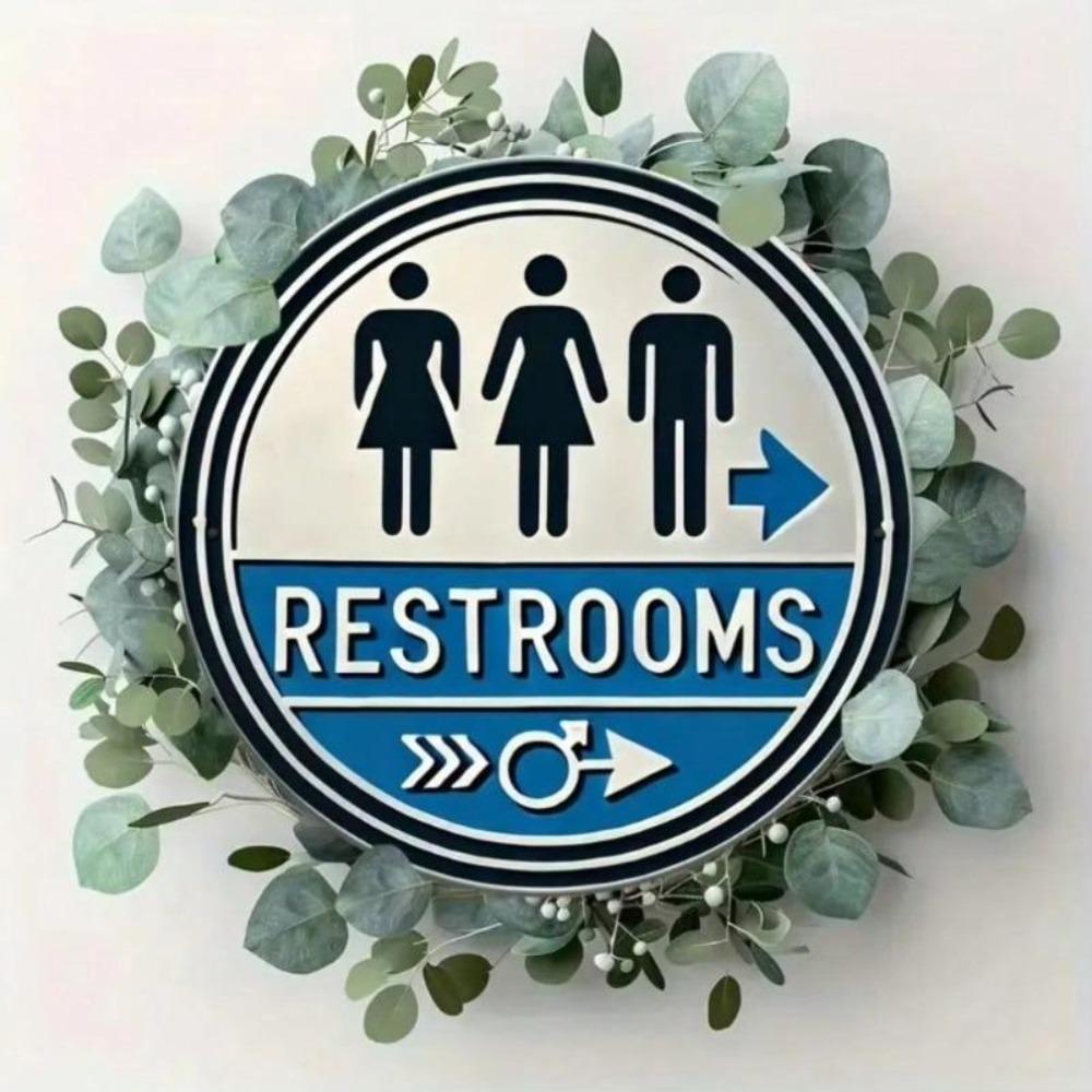 Vintage Toilet Metal Sign Round Aluminum Wall Art Home Bar Decor