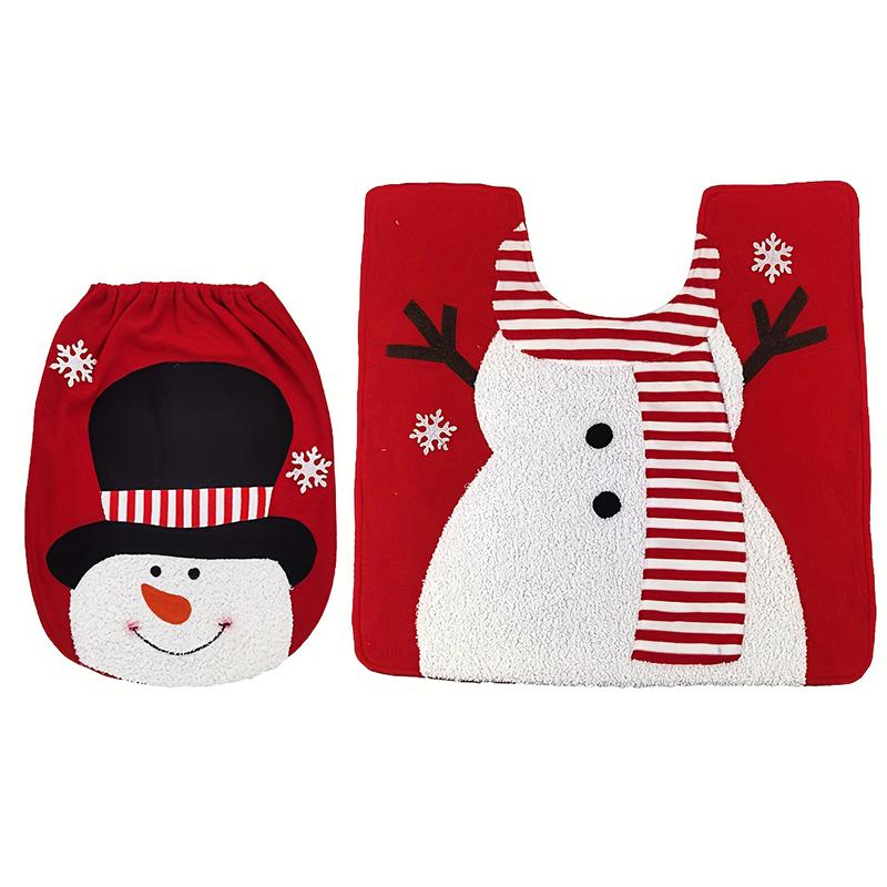 2PCS/SET Decoration Festive Atmosphere Cloth Durable Toilet Multi-element Toilet Cover Gift Christmas Cozy Bathroom