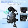 Motorcycle Phone Mount With 15W Wireless Charger & PD/USB-C USB Quick Charger Anti Vibration Theft Motorcycle Phone Holder With Sun Shade For