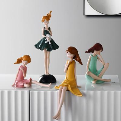 Cute Girl Heart Girl Small Ornaments Resin Crafts Creative Children's Room TV Cabinet Desktop Soft Decorations