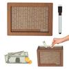 Wooden Cash Money Saving Box Money Saving Challenge Box with Money Target And Numbers Piggy Bank with Dry Erase Pen for Kids Adults