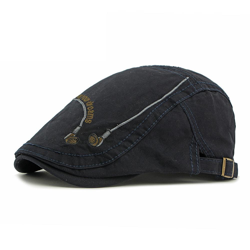 Spring Summer Hat Embroidered Letter Beret Men's British Vintage Forward Cap