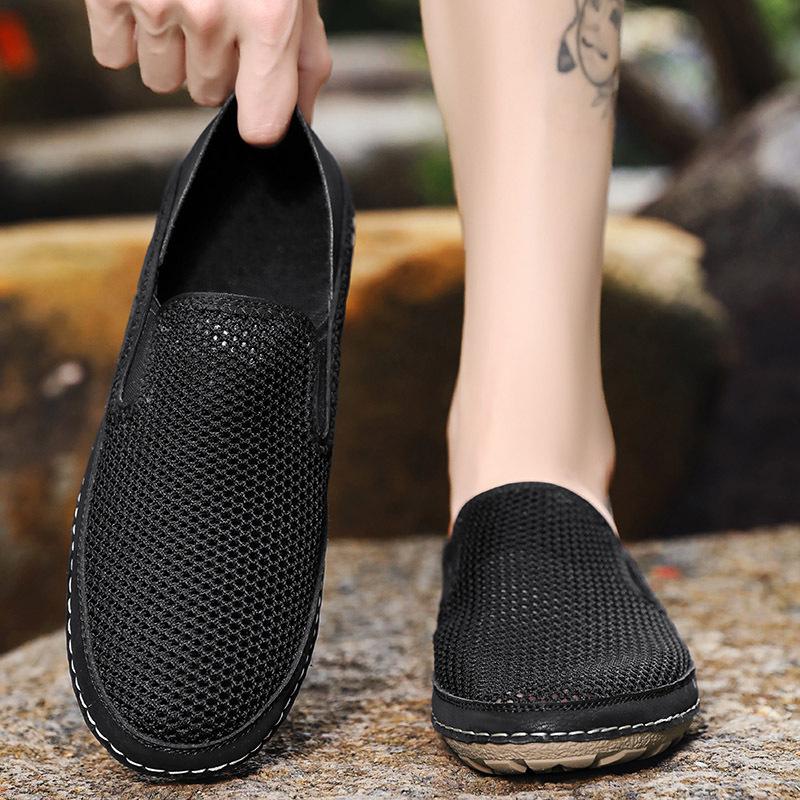 

2025 high-quality men s Doudou shoes cowhide breathable mesh summer low-top driving shoes trendy shoes casual shoes Doudou men s shoes 38 серый