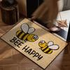 VIKAMA Bee Happy Doormat Welcome Mat Crystal Velvet Outdoor Carpet Living Room Floor Mat Rug For Bedroom Lightweight Home Decor
