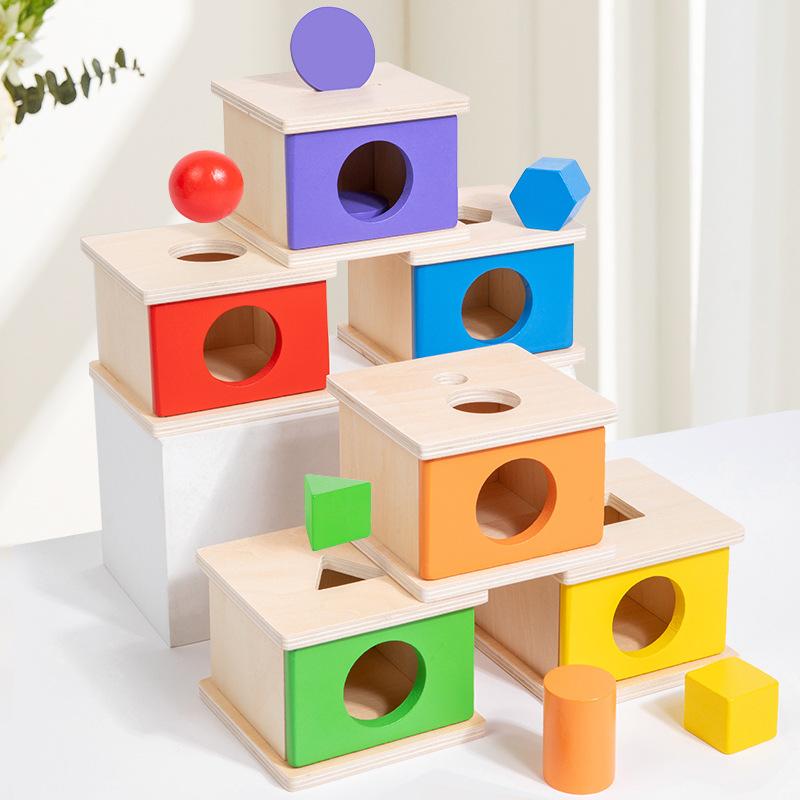 Holzobjekt Dauerhafte Box Montessori Spielzeug Baby Sortieren Zuordnen Box Ball Münze Sensorisch Dropsy Farbe Form Lernspiele Kind