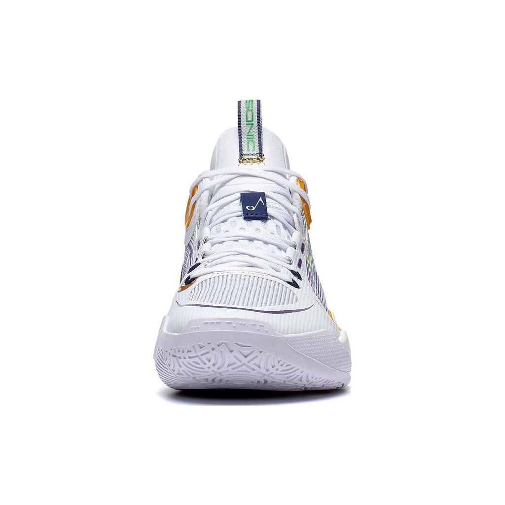 Li Ning Sonic 10 Ultra Durable Breathable Mid-Top Basketball Shoes Men Basketball Shoes White Purple ABAS145-4