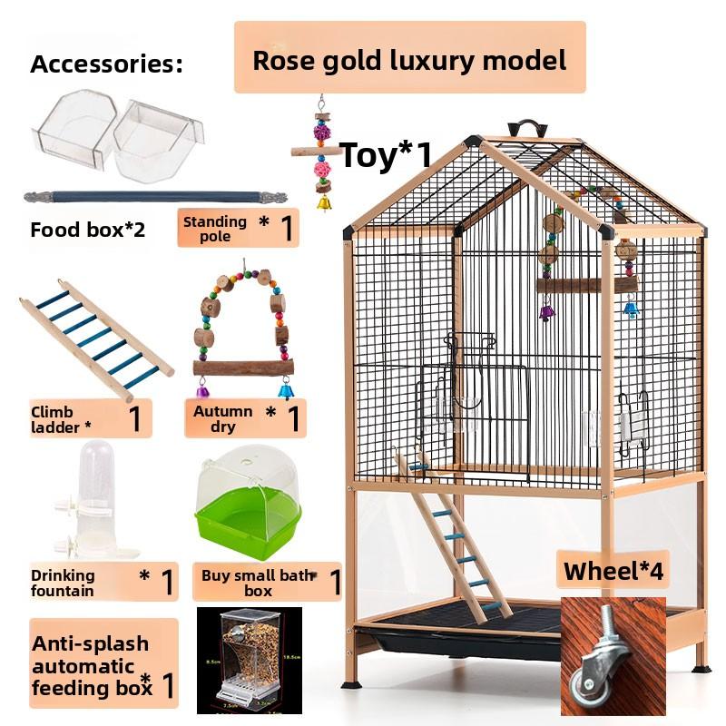 Luxury Parrot Cage Anti-Splash Design Aviary Villa with Bathing Area Spacious Bird House for Cockatiels Home Flight Habitat