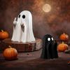 Cute Middle Finger Ghost Statue Funny Ornament Small Halloween Decor for Coffee Table Adorable Horror Figure Home Centerpiece