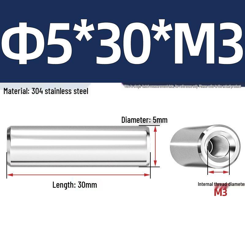 Pin Cilindric din Oțel Inoxidabil 304 cu Filet Interior M4/M6/M8 și Orificiu - Coloană de Suport și Ghidare