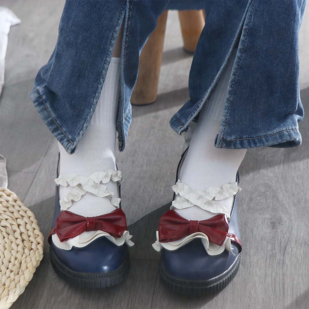 Streetwear Stripe Harajuku Style Lolita Ruffle Socks  White JK Socks Women Cotton Socks