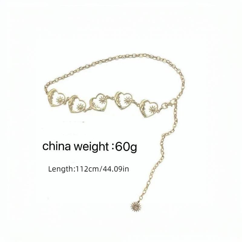 Adjustable Thin Metal Waist Chain Women Heart Pendant Body Chain Girls Daily Office Wear Decor Accessory