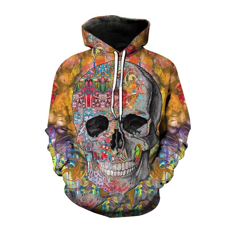 Fashion Autumn Skull Head Flower 3D Print Hoodies Men Women Casual Sweatshirts Oversized Hoodie Pullovers Tracksuit Clothing
