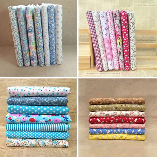 7Pcs/Set Quilting Fabric Flower Umbrella Printed DIY Sewing Craft Cotton Cloth
