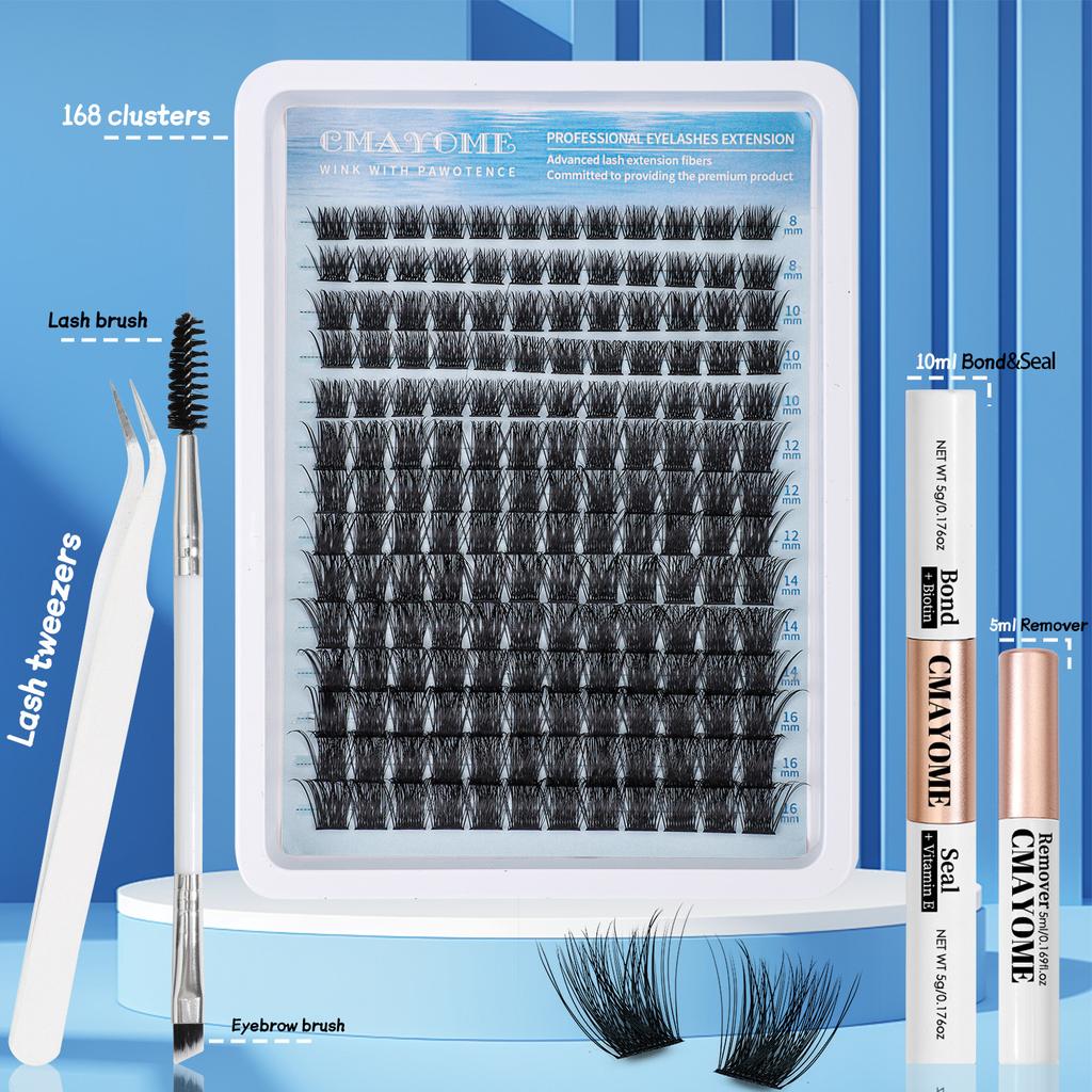 Single Cluster C Curved Multi-Hair False Eyelash Set 8-18Mmdiy Segmented Grafting Thick Eyelashes