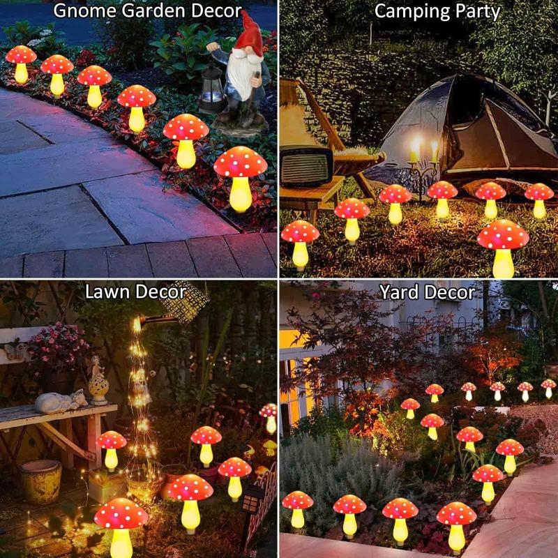 8-Pack/12-Pack/20-Pack Red Solar Mushroom Lamp, 8 Modes, Outdoor Waterproof, for Garden Decor, Christmas, Halloween, Yard, Lawn