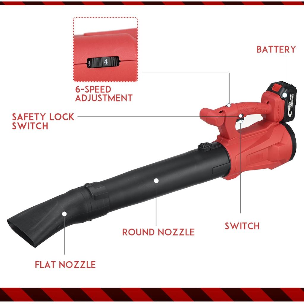 Red/Black 20000RPM 388VF Electric Cordless Blower Air Snow Blower Dust Collector Blowing Sweeper Garden Tools For 18V Battery 3800W