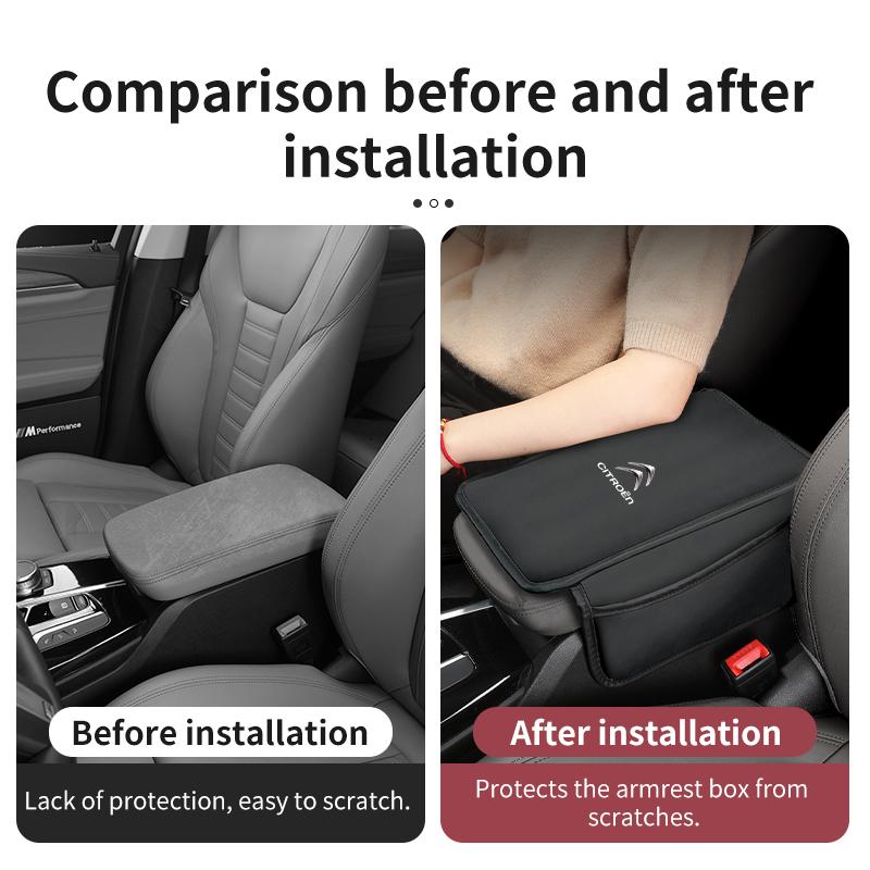 Car Armrest Box Pad Center Console Protective Cover With Storage Pocket For Citroen C4 C3 C5 C1 C2 Berlingo Celysee Cactus