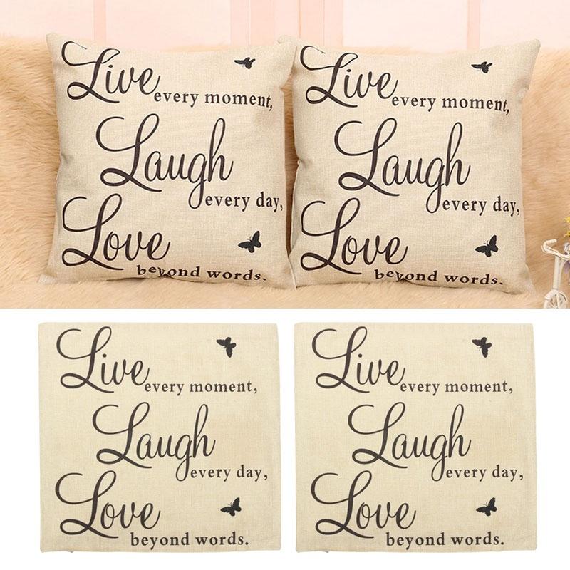 Nieuwe Live Laugh Love Quotes Kussenhoes Woondecoratie Katoenen Linnen Kussensloop