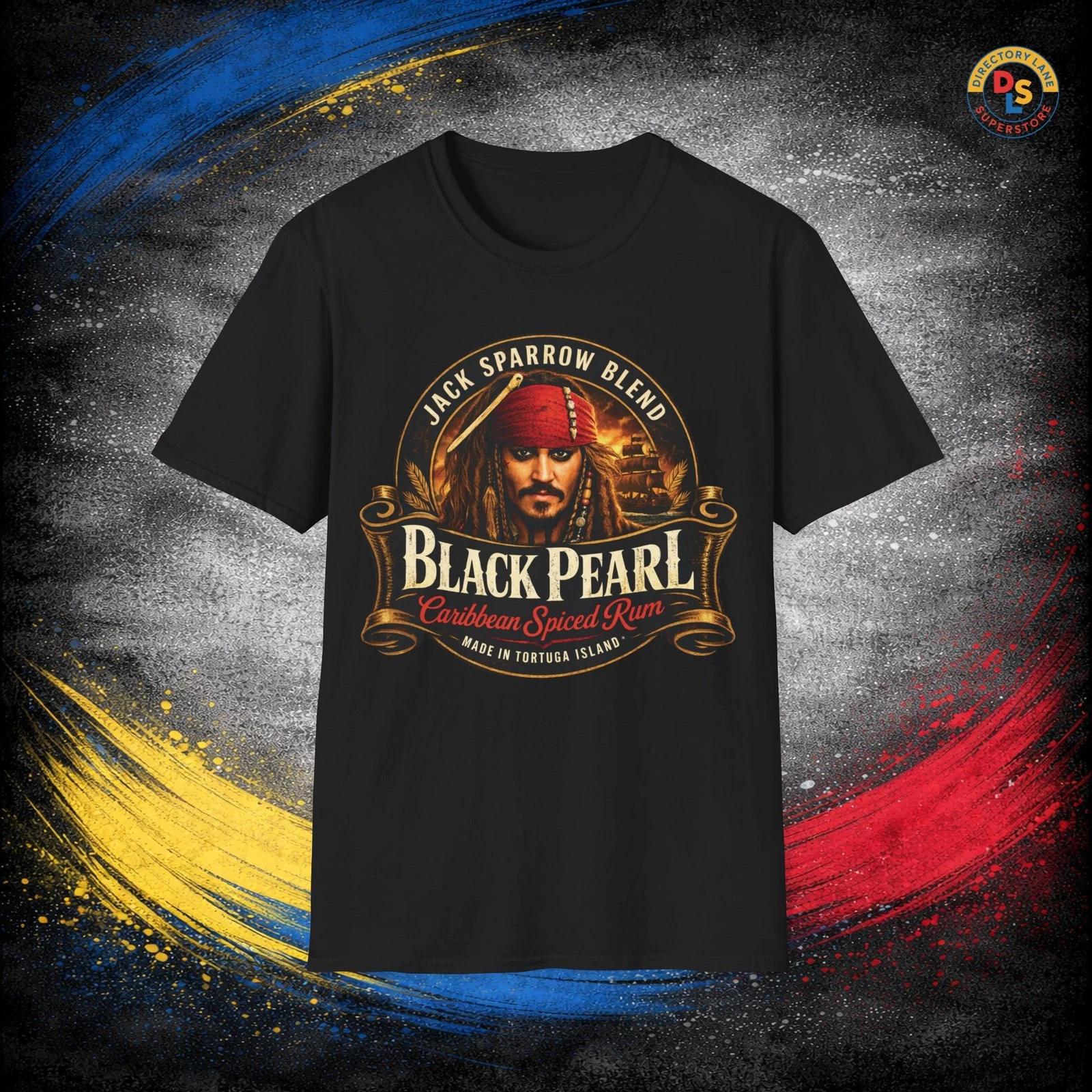 

Black Pearl Spiced Rum Sparrow T-Shirt Pirates Caribbean Unisex Softstyle Tee 3XL