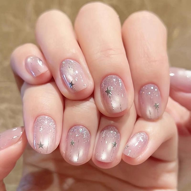 3pc Tiny Star Glitter Nail Flake Golden Silvery Black Small Pentagram Nail Seqiuns Kawaii Korean DIY Manicure Accessories