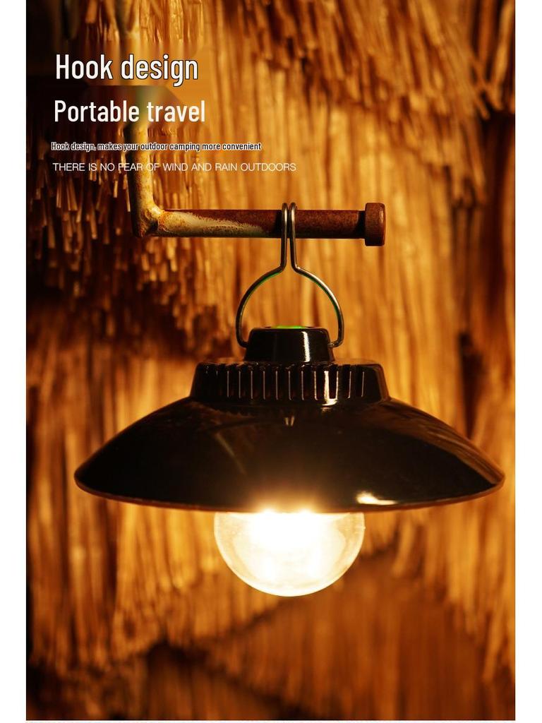 2022 Retro Waterproof Outdoor Camping Light with Type-C Charging – Perfect for Home Emergencies, Atmospheric Lighting, and Hanging.