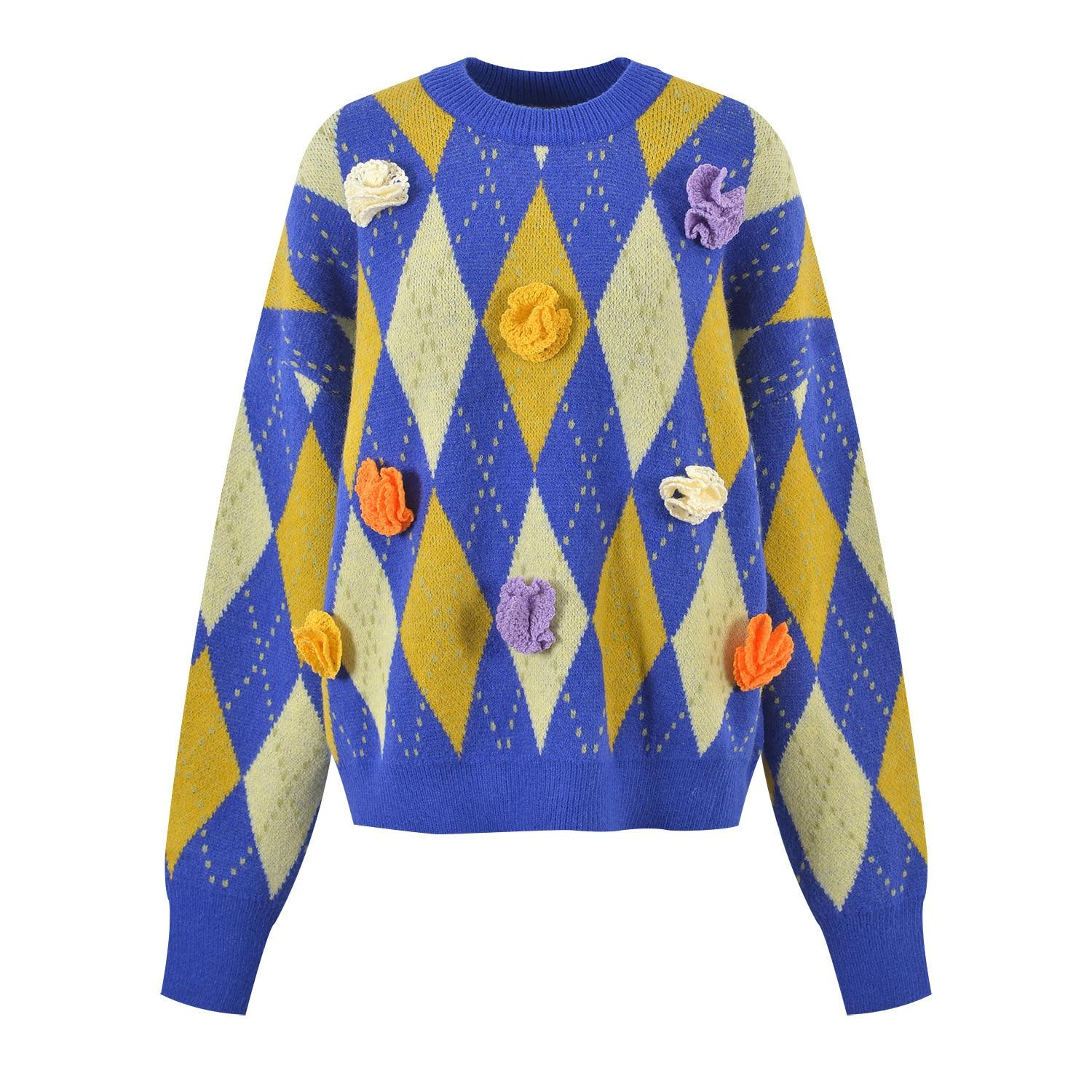 Роскошный брендовый дизайнерский жаккардовый пуловер с круглым вырезом — фото 4