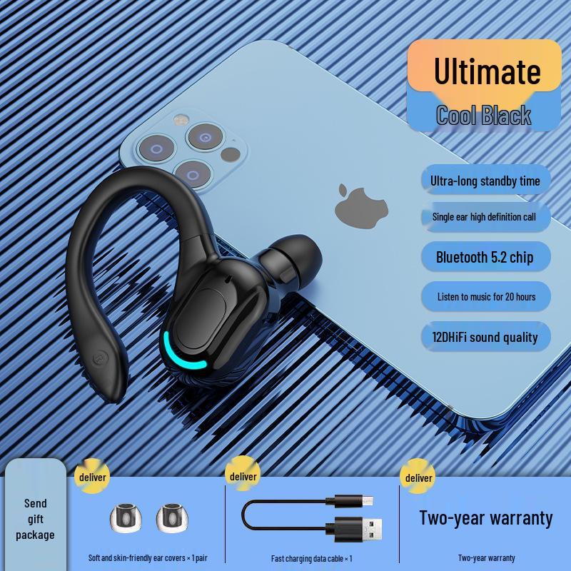F8 Sports Ear-hook Wireless Bluetooth Headphones: Waterproof, Long Standby, Heavy Bass, Bluetooth 5.2