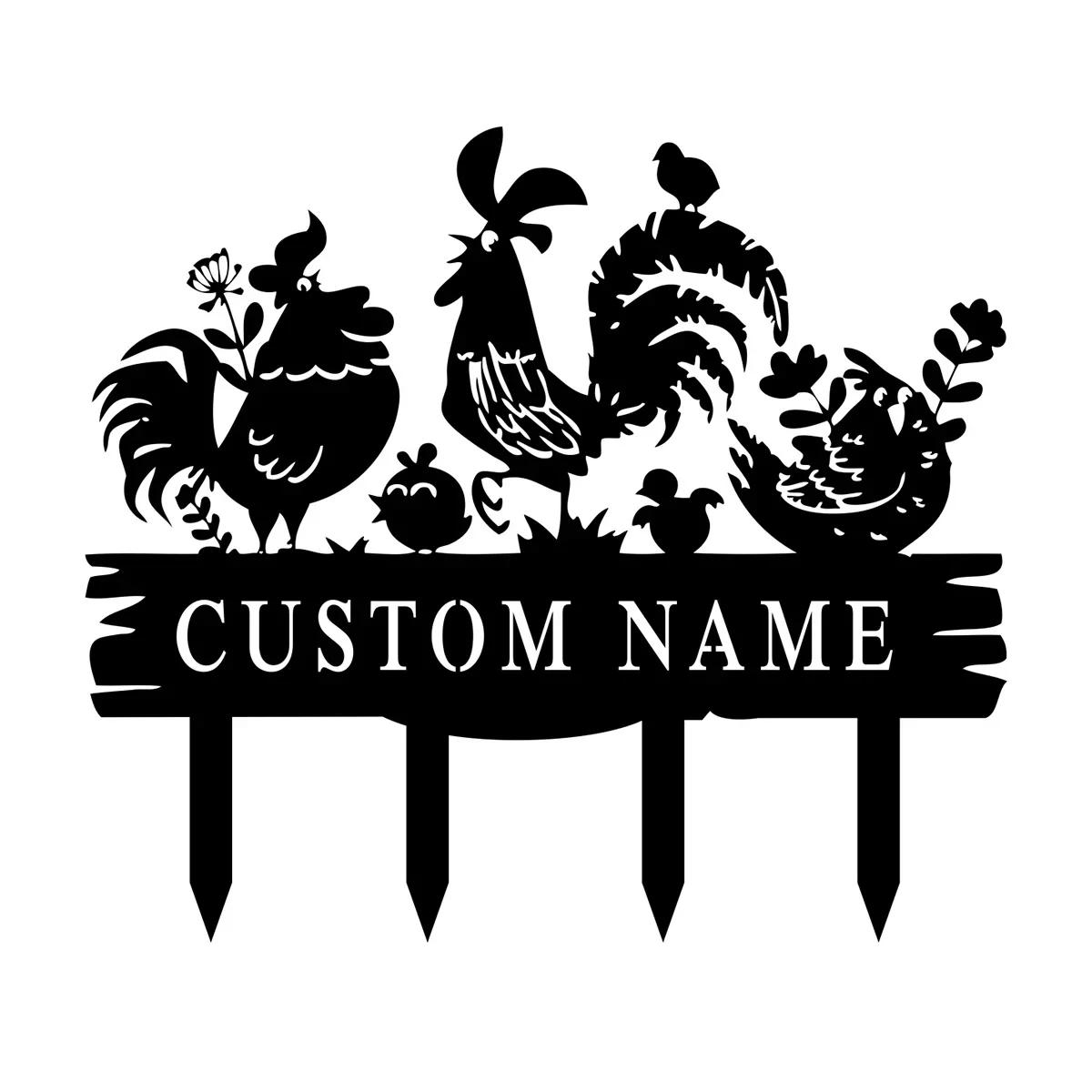 Personalized Metal Chicken Coop Sign, Custom Garden Stake Yard Decor for Farmhouse