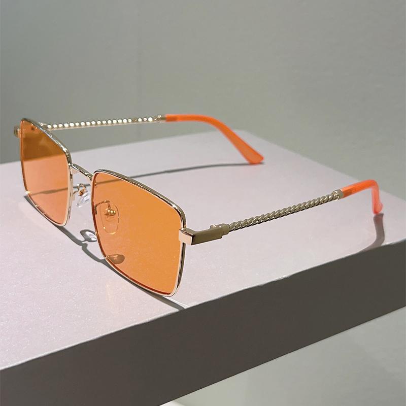 Vintage Square Sunglasses Men Fashion Full Metal Rim Casual Sun Glasses Women  New Trendy Retro Design Decor Shades