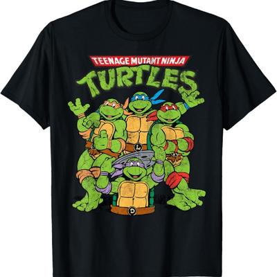 Teenage Mutant Ninja Turtles Classic Retro Logo Short Sleeve Tee-Shirt
