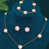 4pcs Women Zircon Set, Fashion and Simple Flower Necklace, Bracelet, Earring Zircon Set, Suitable for Daily Wear, Gifts for Fr