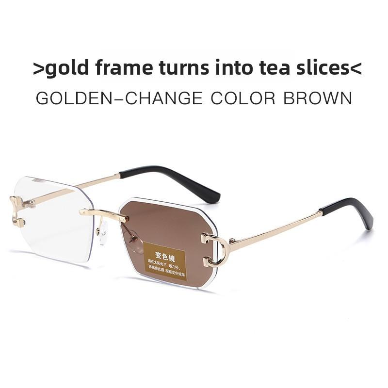 Polygon Frameless Color Changing Sunglasses With Uv400 Protection For Summer Travel