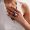 Contemporary Resin Cocktail Ring Featuring 3D Wrinkled Design And Brilliant Crystal Embellishments Finger Accessory