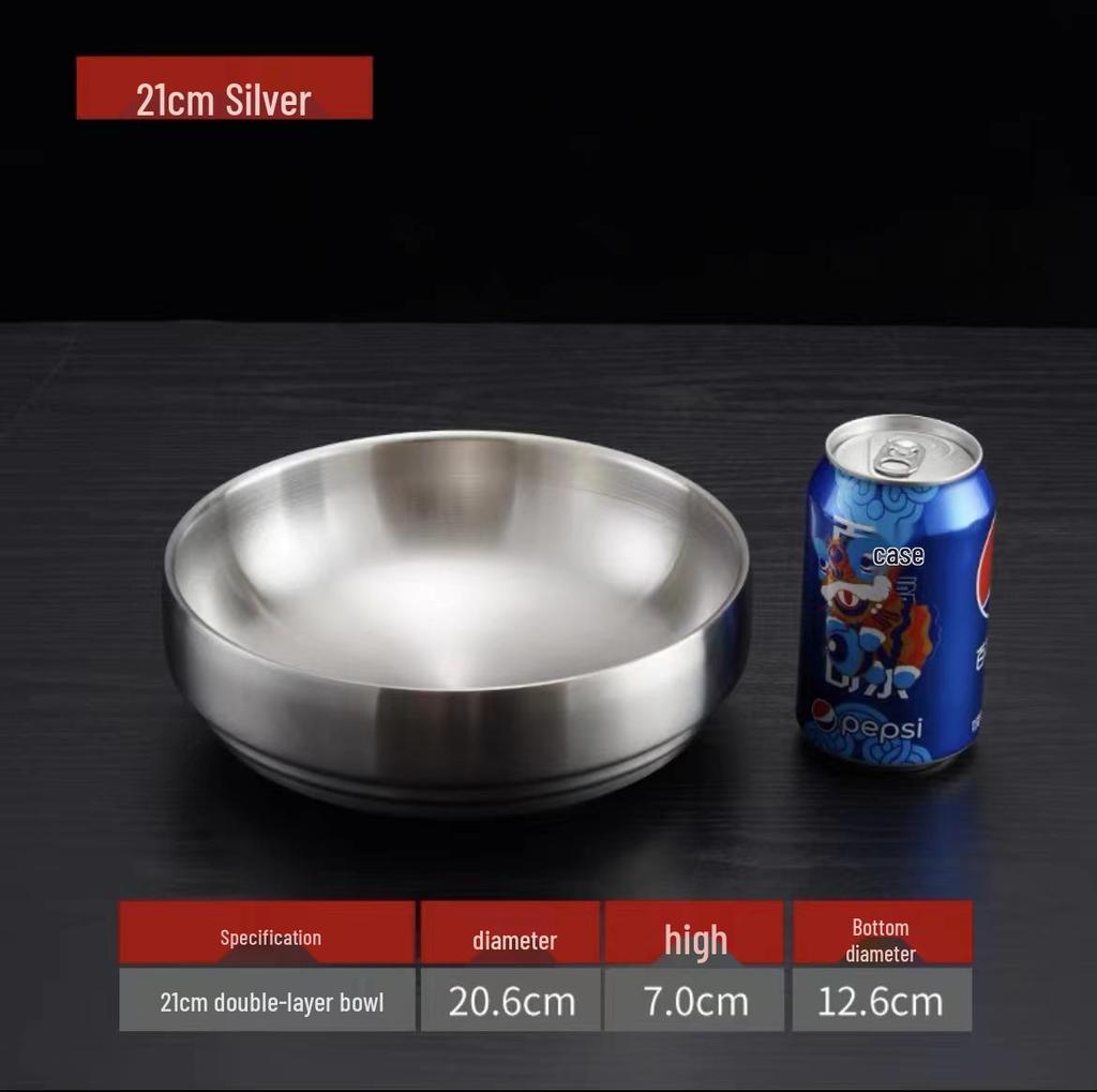 Korean Style Stainless Steel Gold Ramen and Cold Noodle Double Layer Bowl