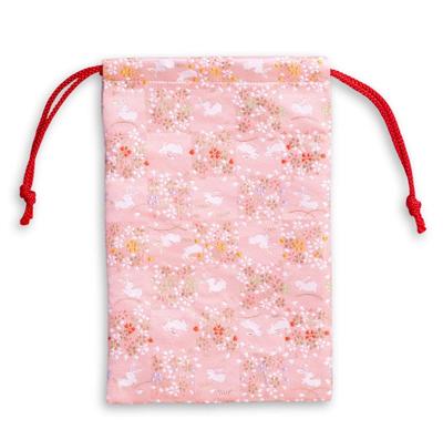 Kyoto Geibido Nishijin Brocade Drawstring Bag for Goshuincho Made In Japan Checkered (Seal Book) (Pink Pattern)