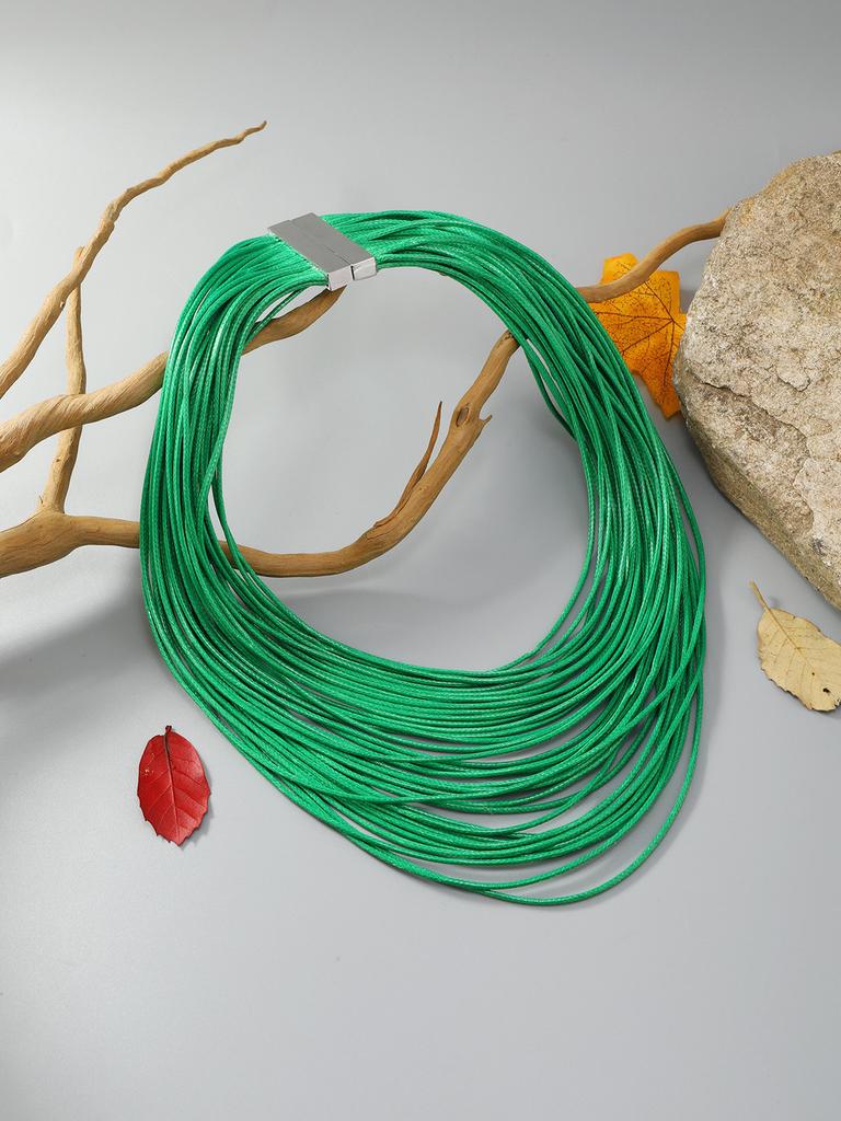 Multilayer Fashion Leather Pendant Necklace With Alloy Details Accessories Women