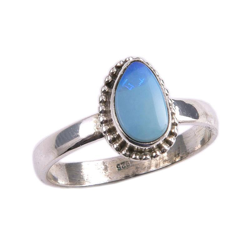 Natural Australian Opal Gemstone Handmade 925 Solid Silver Gift Ring S.7.5 B6G77
