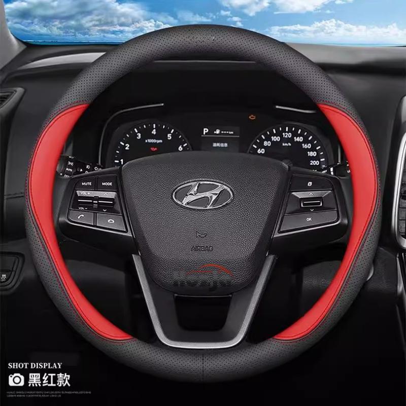 Leather Car Steering Wheel Cover for Hyundai I30 Ioniq I20 I10 I40 Staria Ter Tucson Accent I30n IX35 Kona Creta Accessories