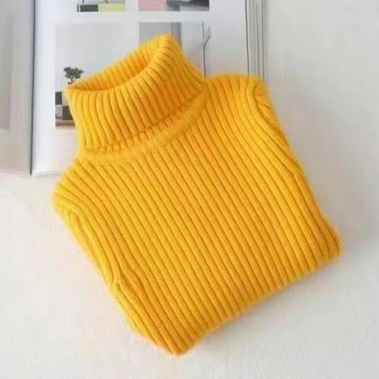 Girls' High-Neck Knitted Pullover Sweater - Autumn/Winter Fashion for Kids