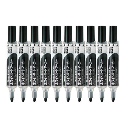 Pentel Beyaz Tahta Kalemi Knockle Yuvarlak Uç Orta Siyah 10'lu Paket
