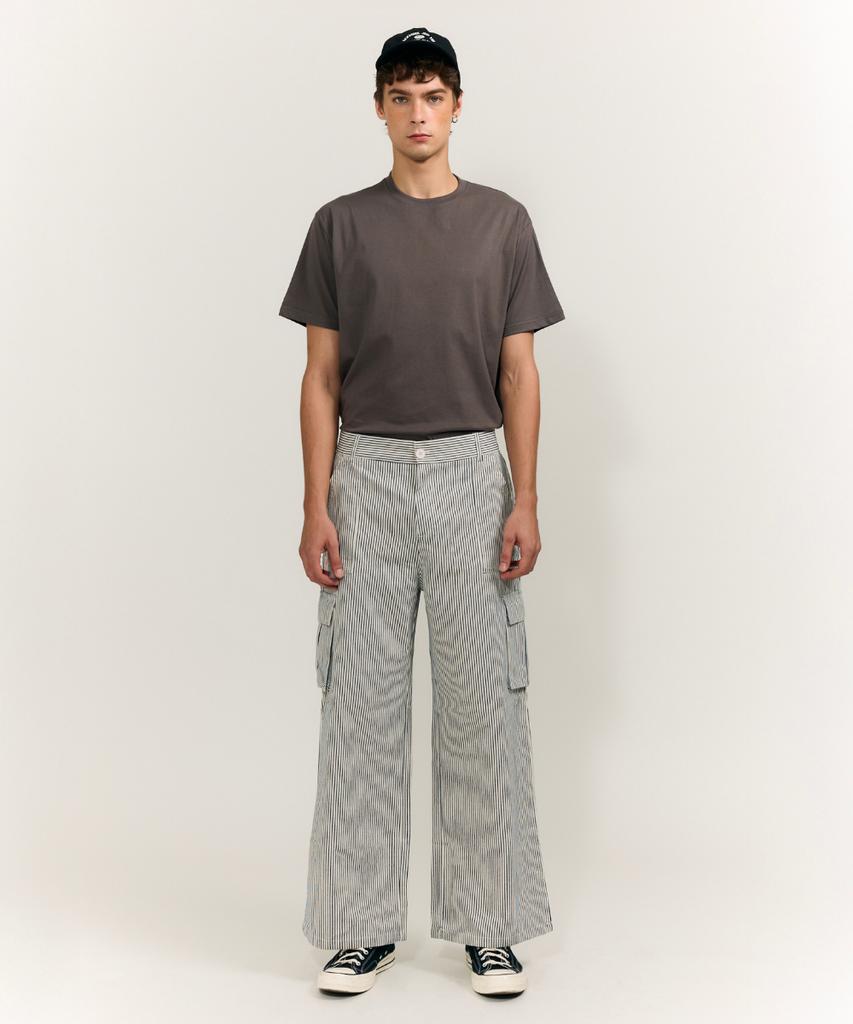 Keullaessikeulleob Basic Striped Cargo Pants (2 Colors)