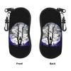 Black Cat and Full Moon Glasses Case Custom Sunglasses Case Male Female Travel Eyeglass Protector Retro Eyewear Bag