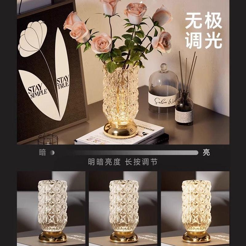 Light luxury crystal vase table lamp, living room dining room high aesthetic decoration lamp, minimalist study bedroom lamp