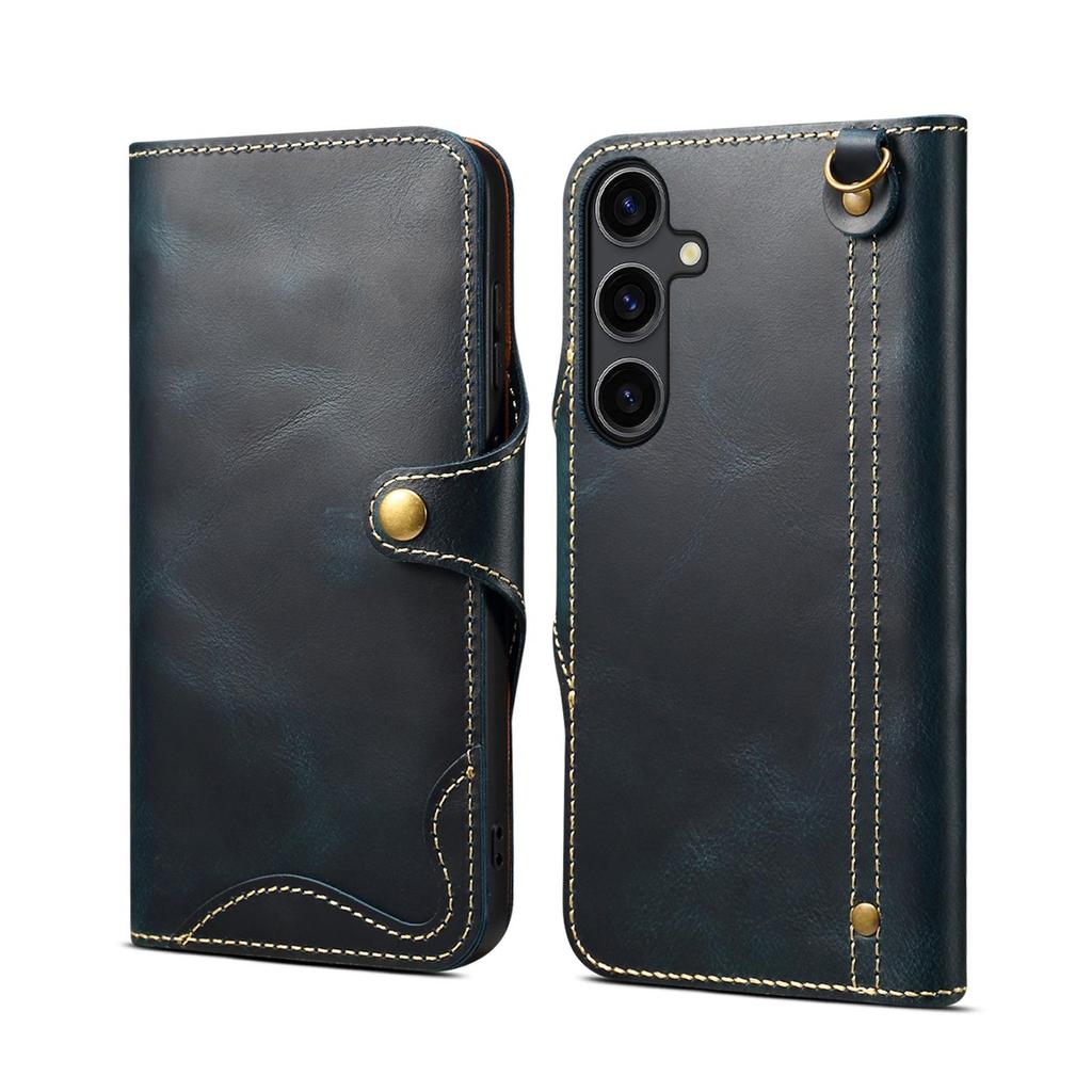 Retro Genuine Leather Case for Samsung Galaxy S26 Ultra S26+ S20 S10 Note 10 Plus Business Purse Cover with Lanyard Card Pocket