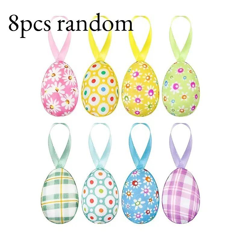 

8/12pcs Ornate Easter Egg Ornaments, Elegant Plastic Hanging Decor for Spring Basket Filler, Holiday Home & Party Decorations