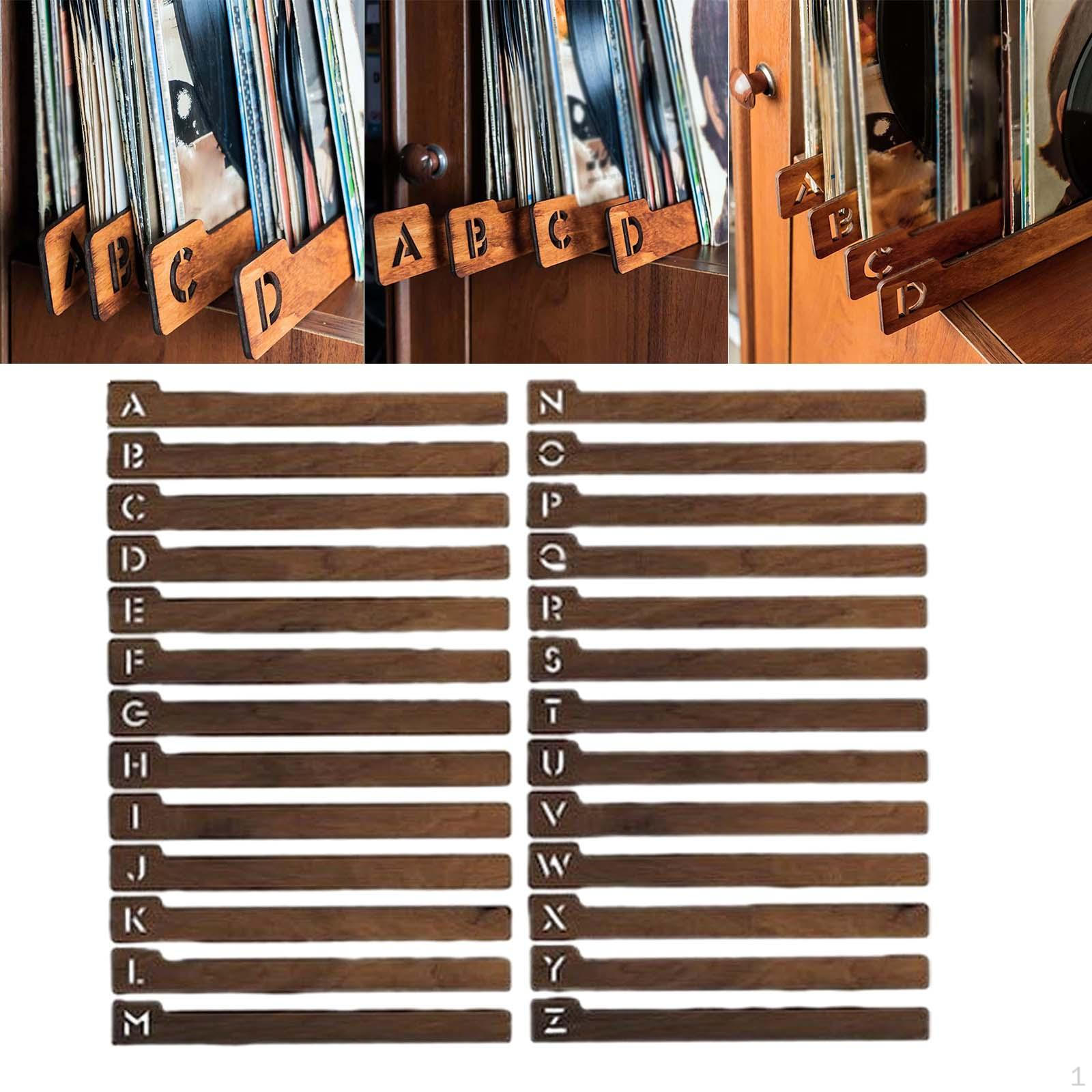 

26 шт., разделители для виниловых пластинок, органайзер по алфавиту, простой в использовании деревянный разделитель алфавита