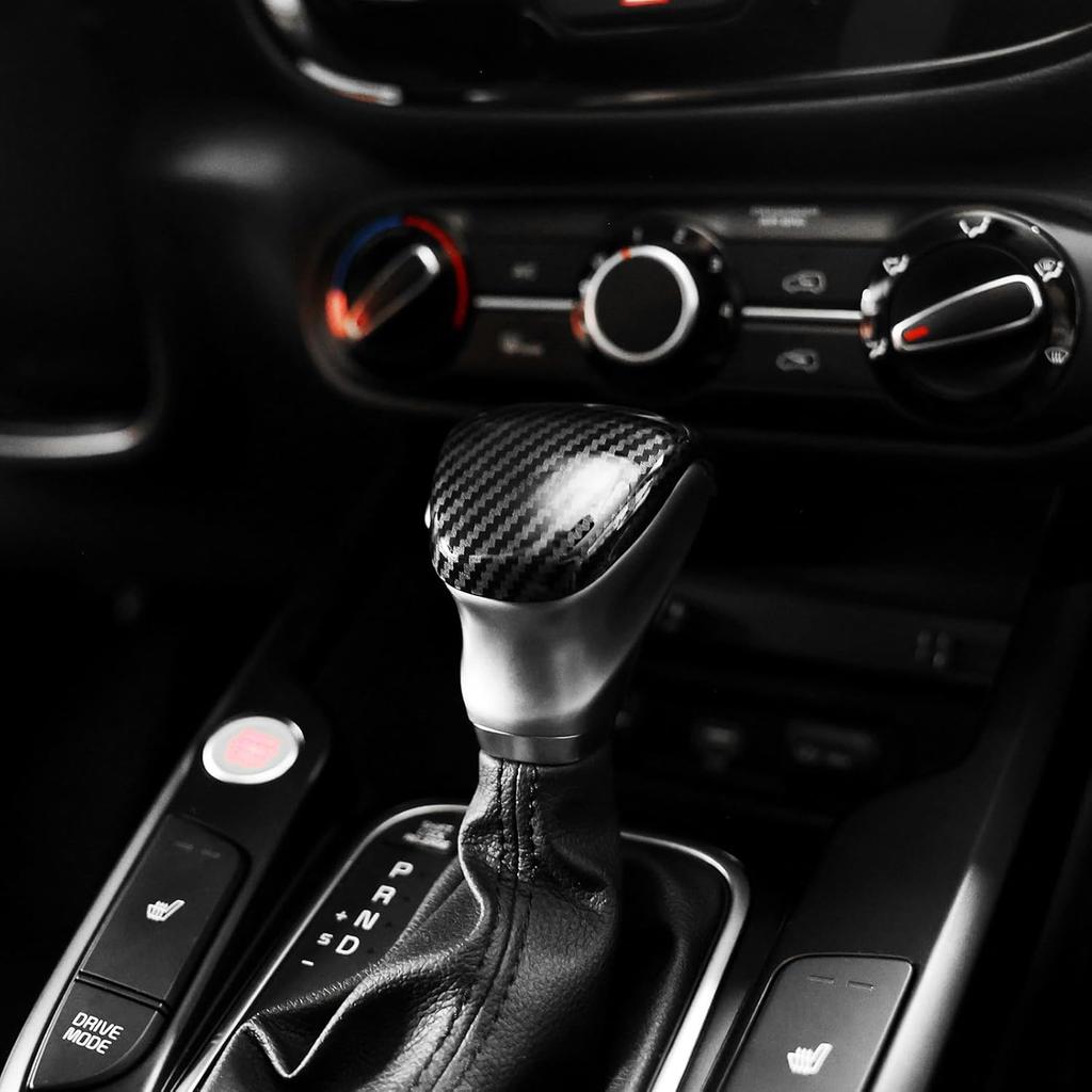 Carbon Fiber Style ABS Car Gear Shift Knob Cover Trim - Shifter Lever Handle Protective Sticker - Compatible with Kia Telluride 2020-2025, Sorento