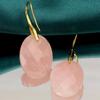 Elegant Pink Crystal Pendant Earrings: European & American Style, Light Luxury with Natural Stone Drops